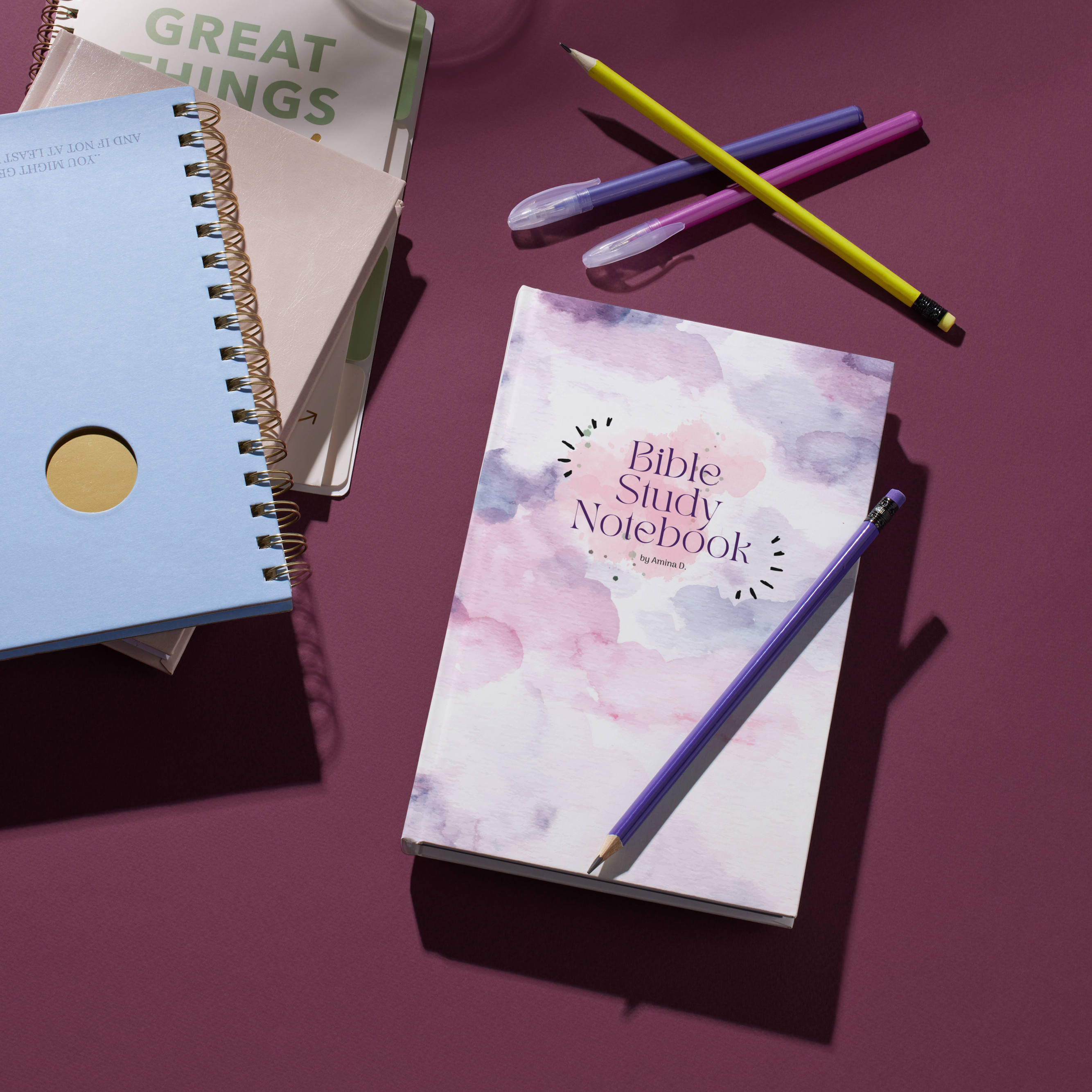 Bible Study Notebook Purple Clouds